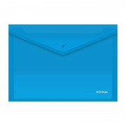 Папка-конверт на кнопке А4, 180мкм, синяя