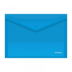 Папка-конверт на кнопке А4, 180мкм, синяя
