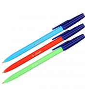 Ручка шариковая 1мм, флуоресцентный корпус, синий