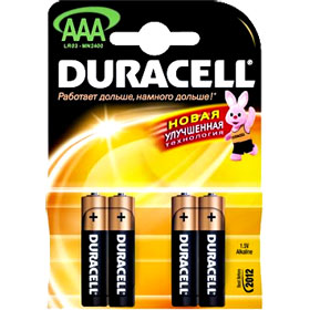 Батарейка AAA/286/LR03 DURACELL, алкалин., 4шт.