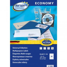 Этикетки самоклеящиеся Europe (ELA011-18) 70x37,1 мм 24 штуки на листе белые (18 листов в упаковке) ...