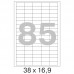 Этикетки самоклеящиеся Promega label 38х16,9 мм 85 штук на листе белые (25 листов в упаковке)