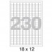 Этикетки самоклеящиеся Promega label 18х12 мм 230 штук на листе белые (100 листов в упаковке)