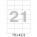Этикетки самоклеящиеся ProMEGA Label BASIC 70х42.3 мм 21 штука на листе белые (100 листов в упаковк ...