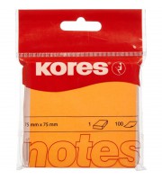 Стикеры Kores 75x75 мм неоновые оранжевые (1 блок, 100 листов)