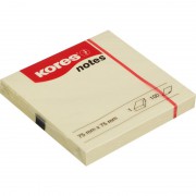Стикеры Kores 75x75 мм пастельные желтые (1 блок, 100 листов)