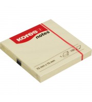 Стикеры Kores 75x75 мм пастельные желтые (1 блок, 100 листов)