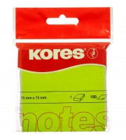 Стикеры Kores 75x75 мм неоновые зеленые (1 блок, 100 листов)