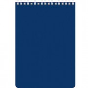 Блокнот А6 60л, клетка, ламинир. картон, для логотипа, спираль, синий
