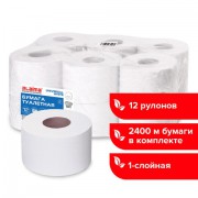 Бумага туалетная 200м, LAIMA (T2), UNIVERSAL WHITE, 1-сл, цвет белый, КОМПЛЕКТ 12 рулонов