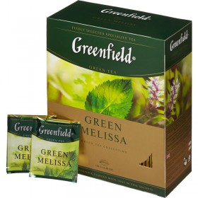 Чай зеленый с мелиссой GREENFIELD Green Melissa, 100 пак.