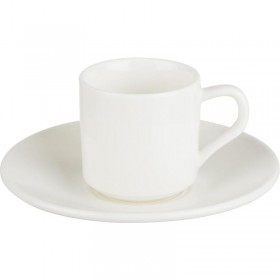 Кофейная пара Wilmax фарфоровая белая чашка 90 мл/блюдце (артикул производителя WL-993007)