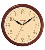 Часы настенные ход плавный, Troyka 21234287, круглые, 24*24*3, коричневая рамка