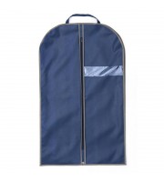 Чехол для одежды из спанбонда с окошком синий, кант серый, BL 100-60
