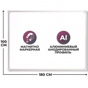 Доска магнитно-маркерная 100x180 см односекционная лаковое покрытие Attache Economy