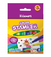 Фломастеры-штампы Luxor "Color Stamper", 08цв., смываемые, картон, европодвес