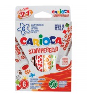 Фломастеры-штампы двусторонние Carioca "Stamp Markers", 06цв., смываемые, картон, европодвес