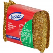 Губки для мытья посуды Luscan поролоновые в металлизированной оплетке 115x78x28 мм 2 штуки в упаковке
