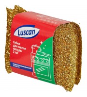 Губки для мытья посуды Luscan поролоновые в металлизированной оплетке 115x78x28 мм 2 штуки в упаковке