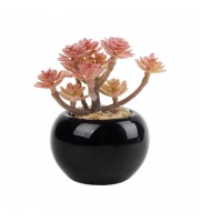 Цветок искусственный декоративный Розовые цветочки в кашпо/10см арт.88215