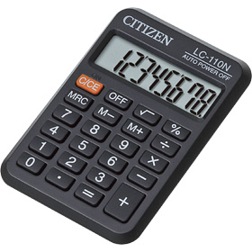 Калькулятор карманный 8 разрядов CITIZEN LC-110N, 88х58х11мм, черный