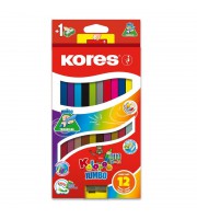Карандаши цветные Kores DUO Jumbo 24 цвета трехгранные с точилкой