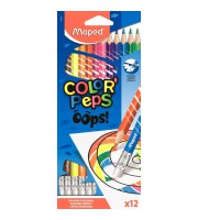 Карандаши цветные Maped Color'peps Oops 12 цветов трехгранные c ластиком (832812)