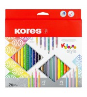 Карандаши цветные Kores Kolores Style 26 цветов трехгранные