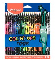Карандаши цветные Maped Color'Peps Black Monster 24 цвета трехгранные (862624)