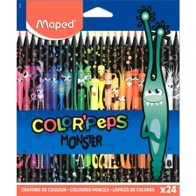 Карандаши цветные Maped Color'Peps Black Monster 24 цвета трехгранные (862624)