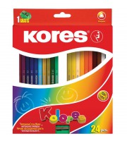 Карандаши цветные Kores 24 цвета трехгранные с точилкой
