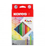 Карандаши цветные Kores Kolores Style 15 цветов трехгранные