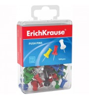 Кнопки для пробковых досок, ERICH KRAUSE, 100шт., пластиковый бокс