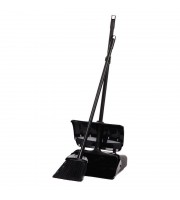 Комплект для уборки ЭкоКоллекция черный (совок 30 см с крышкой и щетка 15 см, алюминиевые ручки 75 см)
