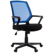 Кресло оператора Helmi HL-M02 "Step", ткань, спинка сетка синяя/сиденье TW черная, механизм качания