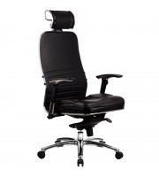 Кресло руководителя Метта "Samurai" KL-3.02/KL-3.03, 3D подголовник, кожа черная
