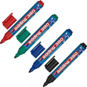 Набор маркеров для бумаги для флипчартов Edding E-380/4s 4 цвета (толщина линии 1,5-3 мм) круглый на ...