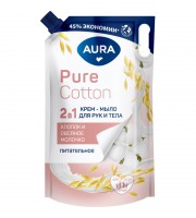 Крем-мыло AURA Pure Cotton 2в1 для рук/тела Хлопок и овс мол дойпак 850мл