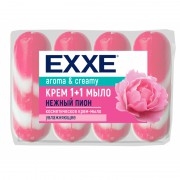 Мыло туалетное крем EXXE 1+1 Нежный пион 90гр розовое полосатое экопак 4ш/у