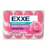 Мыло туалетное крем EXXE 1+1 Нежный пион 90гр розовое полосатое экопак 4ш/у