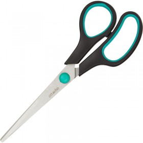Ножницы 169 мм Attache с пластиковыми прорезиненными анатомическими ручками черного/зеленого цвета
