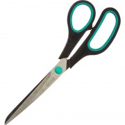 Ножницы 215 мм Attacheс пластиковыми прорезиненными анатомическими ручками черного/зеленого цвета