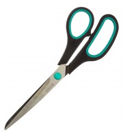 Ножницы 215 мм Attacheс пластиковыми прорезиненными анатомическими ручками черного/зеленого цвета