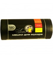 Мешки для мусора на 120 л с ручками Amigo черные (ПВД, 20 мкм, в рулоне 20 штук, 70x100 см)