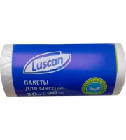 Мешки для мусора на 20 л Luscan белые (ПНД, 6 мкм, в рулоне 30 штук, 42х50 см)