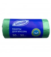Мешки для мусора на 30 л Luscan зеленые (ПНД, 10 мкм, в рулоне 30 шт, 50х60 см)
