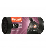 Мешки для мусора на 60 литров Paclan Standart черные (7.4 мкм, в рулоне 20 штук, 60x70 см)