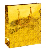 Пакет подарочный голография, золотой, 18х21х8см, GBZ090 gold
