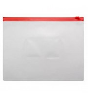 Папка-конверт на молнии А5, пластик, застежка по длинной стороне, красный