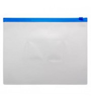 Папка-конверт на молнии А5, пластик, застежка по длинной стороне, синий
